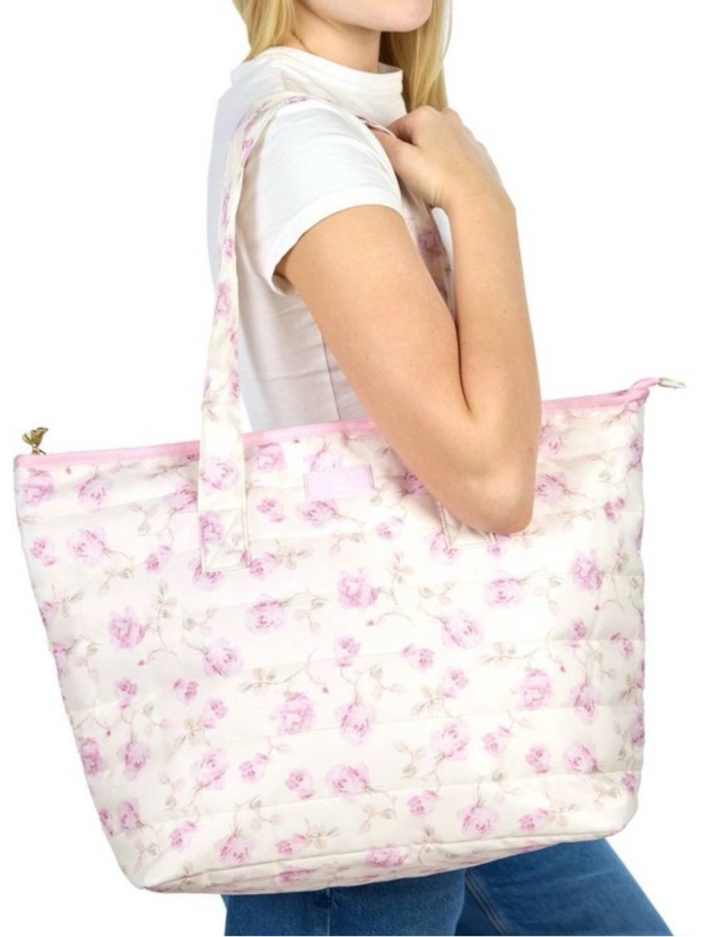 LoveShackFancy x target yoobi quilted tote bag sterling dusk